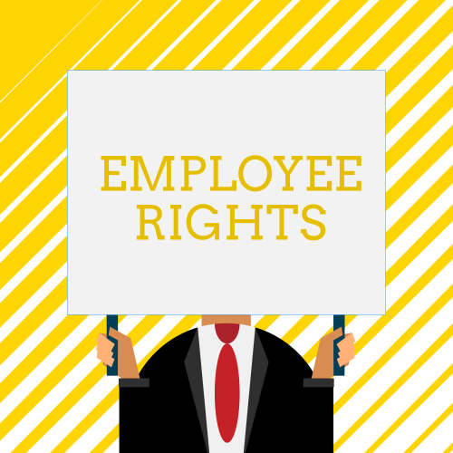 person holding employee rights sign